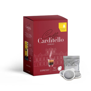 Carditello Espresso E.S.E.-Pads, Packung mit 50 Pads und einzeln verpacktem Pad