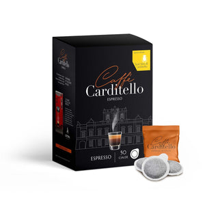 Carditello Espresso E.S.E.-Pads: Packung mit 50 Cialde, einzeln verpacktes Pad und zwei Pads