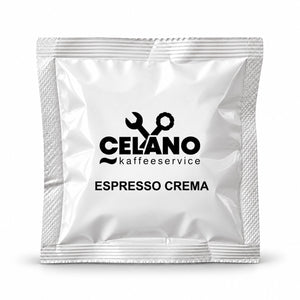 Celano Espresso Crema E.S.E. Pad in weißer Einzelverpackung mit Celano-Logo, Vorderansicht