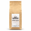 Celano Speciale Espresso-Kaffeebohnen in brauner Kraftpapiertüte mit weißem Etikett und Bohnen-Motiv, 1 kg, Vorderansicht