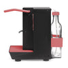 Aroma Plus E.S.E.-Padmaschine in Schwarz/Rosa, Seitenansicht mit Wasserflasche